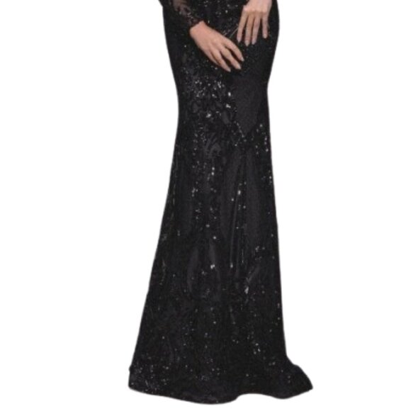 NWT Alyce Paris 27544 Sequined Formal Gown Black Size 12 - Picture 2 of 6